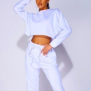 Parisian white crop top & jogger lounge set size 2.